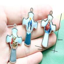 50 pieces / blue Mary icon cross Christ Jesus cross icon pendant, cross Christ cross necklace DIY accessories. 2024 - buy cheap