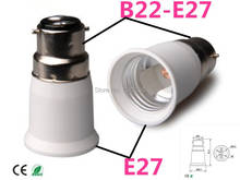 O envio gratuito de 6 peças/lote b22 para e27 adaptador soquete da lâmpada alta qualidade pc material à prova fogo base adaptador conversor