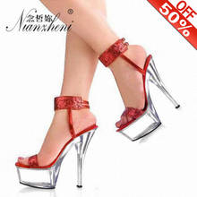 15 Cm High Heels 6 Inch Platform Sandals Fine Silver Shiny Vamps Pole Dancing Crystal Shoes Glitter Clear Fetish Stripper Night 2024 - buy cheap