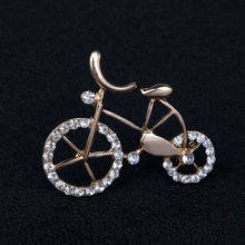 1 Pc Cartoon Bicycle Design Brooch Vintage Style Lapel pins Jackets Collar Badge Pins Clothes Accessories Gold Rhinestone Bike 2024 - buy cheap