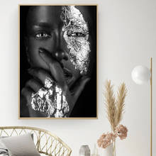 Póster de mujer negra africana, imagen de gran tamaño para pared, Loft, decoración moderna para el hogar, impresiones artísticas femeninas sexys doradas, decoración para habitación 2024 - compra barato
