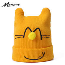 Kids Beanie Hat Newborn Baby Knitted Warm Crochet Hat Beanie Solid Cute Cat Cap Hat Spring Autumn Winter Girls Boys Accessories 2024 - buy cheap