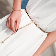 Fashion Elegant Women Imitation Pearl Belts Alloy Chain Belts Black Imitation Pearl Chain Women Clothing Accessories 2024 - buy cheap