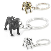 Retro English Bulldog Keychain Vintage Silver Plated Cute Dog Animal Key Chain Keyring Bag Charm Women Child Pet Lover Jewelry 2024 - buy cheap