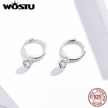 WOSTU Authentic 925 Sterling Silver Dazzling Zirconia Hoop Earrings For Women Wedding Simple Earrings Luxury Jewelry FIE830 2024 - buy cheap