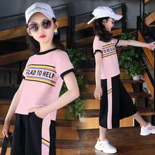 Kids Girls Clothes Set Summer Sport Sweatshirt + Pants Two-piece Casual Children's Clothing Suits Teenage 4 5 6 8 9 10 12 years 2024 - buy cheap