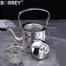 BORREY 1.5L/2L Stainless Steel Teapot Tea Infuser Pot Induction Cooker Kettle Outdoor Camping Kettle Silver Teapot With Filter 2024 - buy cheap