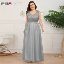 Plus Size Floral Lace Evening Dresses Ever Pretty A-Line V-Neck Sleeveless Tulle Elegant Long Party Gowns Vestido De Festa 2020 2024 - buy cheap
