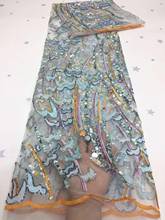 Novo design de vestido tecido/tecido de veludo bordado com lantejoulas malha francesa tule rendado africano renda para vestido de casamento festa 2024 - compre barato