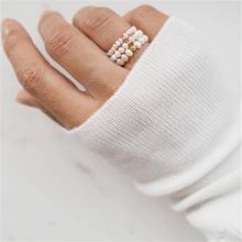 Momiji anéis de pérola artesanais, para mulheres, elástico ajustável, joias da moda, aço inoxidável, pérola com miçangas, presentes de casamento 2024 - compre barato