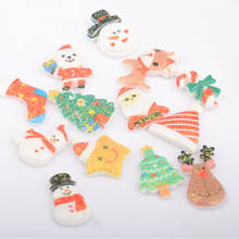 BOLIAO 10Pcs Mixed Random Packs Merry Christmas Old Man Snowman Resin Flat Back Thin Not Hole Handmade Art Work 2024 - buy cheap