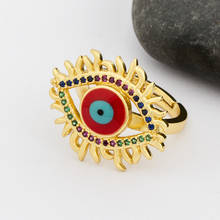 AIBEF Fashion Charm Open Enamel Adjustable Rings Copper Zircon Black White Red Evil Eye Resizable Rings For Women Wedding Party 2024 - buy cheap