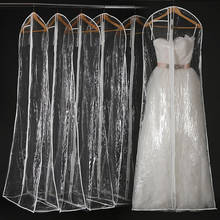 Transparente vestido de casamento nupcial vestido saco de vestuário gusseted vestuário poeira capa sacos de armazenamento para o baile de formatura vestidos de noite com id janela 2024 - compre barato