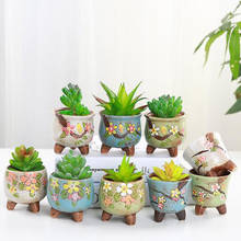 Maceta de cerámica para plantas suculentas de Arte de jardín, bonsái de colores, maceta para Cactus, florero, adornos de escritorio 2024 - compra barato