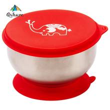 Qshare Baby Eating Bowl Suction Feeding Cup Kids Bowl Silicone BPA Free Tableware 304 Stainless Steel Baby Food Feeding Bowl 2024 - buy cheap