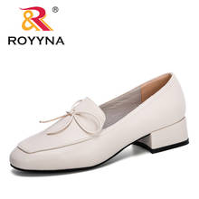 ROYYNA-zapatos clásicos de oficina para mujer, zapatillas sin cordones con lazo y punta redonda, de tacón bajo, a la moda, 2020 2024 - compra barato