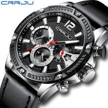 CRRJU часы хронограф спортивные мужские часы кварцевые часы кожа мужские наручные часы Relogio Masculino модный подарок для мужчин 2024 - купить недорого