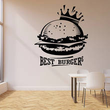 Best Burgers Wall Decal Words Lettering Crown Fast Food Cafe Interior Decor Vinyl Window Stickers Art Delicious Foods Mural M270 2024 - buy cheap