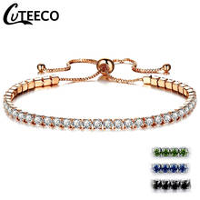 Cuteeco-pulsera de circonia cúbica para mujer, brazalete ajustable con diamantes de imitación, joyería para fiesta 2024 - compra barato