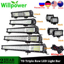Willpower 4" 5" 14''17''20''23'' 36W 72W 288W 324W Tri-Row LED Light Bar Work Lights for Offroad 4WD 4x4 Driving Camper Trailer 2024 - buy cheap
