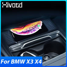 Автомобильное беспроводное зарядное устройство QI для BMW X3 F25 X4 F26 2014-2017, аксессуары для модификации интерьера, держатель телефона 10 Вт, быстрая зарядка 2024 - купить недорого