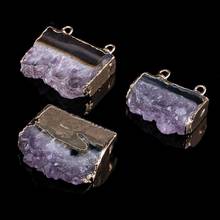 New Fashion Natural Amethysts Stone Pendant diplopore for Jewelry Making DIY Charm Necklace Bracelet 2024 - buy cheap