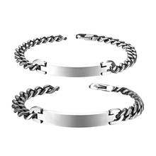 BONISKISS 2020 Classic Personalize Custom Name Bracelet Silver Color Stainless Steel Couple Bracelet Free Engraving jewelry 2024 - buy cheap