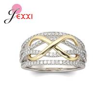 Luxury Exquisite Cubic Zirconia Multiple Sizes 925 Sterling Silver Rings Gold Figure 8 Statement For Women Grandeur Jewelry 2024 - buy cheap