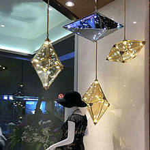 Nordic glass pendant light Diamond Creative geometric lamp Post-modern luxury pendant light deco Living Room suspension light 2024 - buy cheap