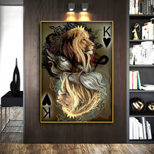 abstract Lion Poker Canvas Painting Animal Posters and Prints Cuadros Wall Art Picture for Living Room Modern Home Decor Cuadros 2024 - buy cheap