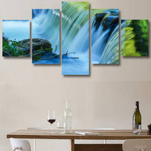 5 painéis de paisagem arte da parede quadros em tela natural pequena cachoeira decoração moderna cartaz para o quarto sala estar decoração casa 2024 - compre barato