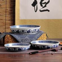 Plato cerámica porcelana china creativo para el hogar, plato de ensalada antiguo de varios tamaños, azul y blanco 2024 - compra barato