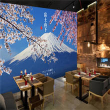 Sakura Mount Fuji Photo Wallpaper 3D Japanese Cuisine Hotel Sushi Restaurant Izakaya Decor Background Mural Wall Paper 3D 2024 - buy cheap