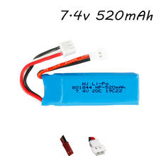 Batería Lipo de 7,4 V, 520mAh, 801844 para WLtoys XKA600, K969, K989, K999, P929, P939, A202, A212, A222, A232, A242, A252, piezas de coche y avión a control remoto 2024 - compra barato