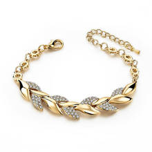 Ouro folha pulseira feminina moda mão pulso jóias strass acessórios do corpo presentes de aniversário feminino 2024 - compre barato