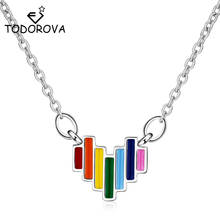 Todorova  Rainbow Heart Necklaces for Women Wedding Party Jewelry Gift Short Clavicle Chain Necklace 2024 - buy cheap