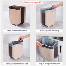 10l armário de lixo de dobramento da cozinha lixo lixo porta bin pendurado dobrável lixo saudável à prova dmaterial água material do banheiro 2024 - compre barato