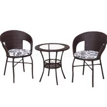 Mesa y silla para balcón, combinación de tres piezas, pequeña mesa de centro, silla de caña, red Simple, roja, informal, para exteriores, jardín 2024 - compra barato