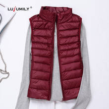 Lusumily-Chaleco de plumón sin mangas para mujer, chaqueta cálida para niña, color sólido, ultraligero de talla grande 3XL, Invierno 2024 - compra barato