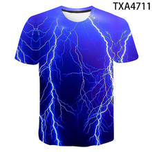 Camisa de algodão lightning com estampa 3d, camiseta da moda para homens, mulheres, crianças, manga curta, menino, menina, verão, novo 2024 - compre barato