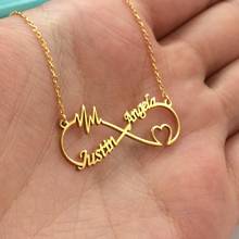 Custom Name Necklace Personalized Boho Infinity Heart Double Nameplate Lightning Collier Femme Colar Stainless Steel Jewelry 2024 - buy cheap