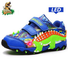 Dinoskulls Dinosaur children's Glowing Sneakers For Boys Autumn Winter Leather New Kids LED Luminous Casual Sports Shoes #27-34 2024 - buy cheap