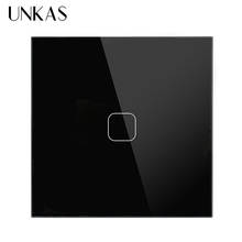 UNKAS EU/UK Standard,1 Gang 1 Way Wall Touch Switch, White Crystal Glass Switch Panel, 220-250V, Only Touch Function 2024 - buy cheap