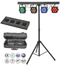 Free Shipping led par kit 4pcs 7x10W 4in1 RGBW led slim flat par lights with light stand DMX controller bag package set DJ Disco 2024 - buy cheap