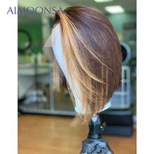 Honey Blonde Wig Short Wigs Bob Ombre Straight Lace Front Wig Preplucked And Bleached Knots Lace Wig Human Hair T Part 130% Remy 2024 - buy cheap