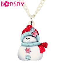 Bonsny Acrylic Christmas Sweet Snowflake Snowman Necklace Choker Festival Jewelry Lady Girls Teens Fashion Decorations Gift 2019 2024 - buy cheap