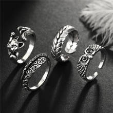 1PC Punk Rock Owl Octopus Feet Ring For Men Women Vintage Cute Hiphop Small Fox Animals Feather Adjustable Open Ring Jewelry 2024 - buy cheap
