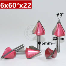 6mm*60°*22mm,CNC Tungsten steel 3D V bit,CNC machine tool,PVC,MDF,Acrylic,Carbide end mill,woodworking insert router bit 2024 - buy cheap