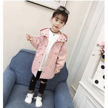Jaqueta infantil de algodão com capuz, casaco corta-vento de algodão para bebês meninas 2 a 6 anos, primavera e outono cor rosa 2024 - compre barato