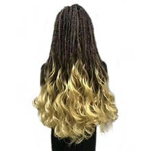 Pelo sintético rizado de 22 pulgadas, cabello trenzado ombré, onda grande, rizado, dos colores, trenzado de ganchillo mezclado de punto 2024 - compra barato